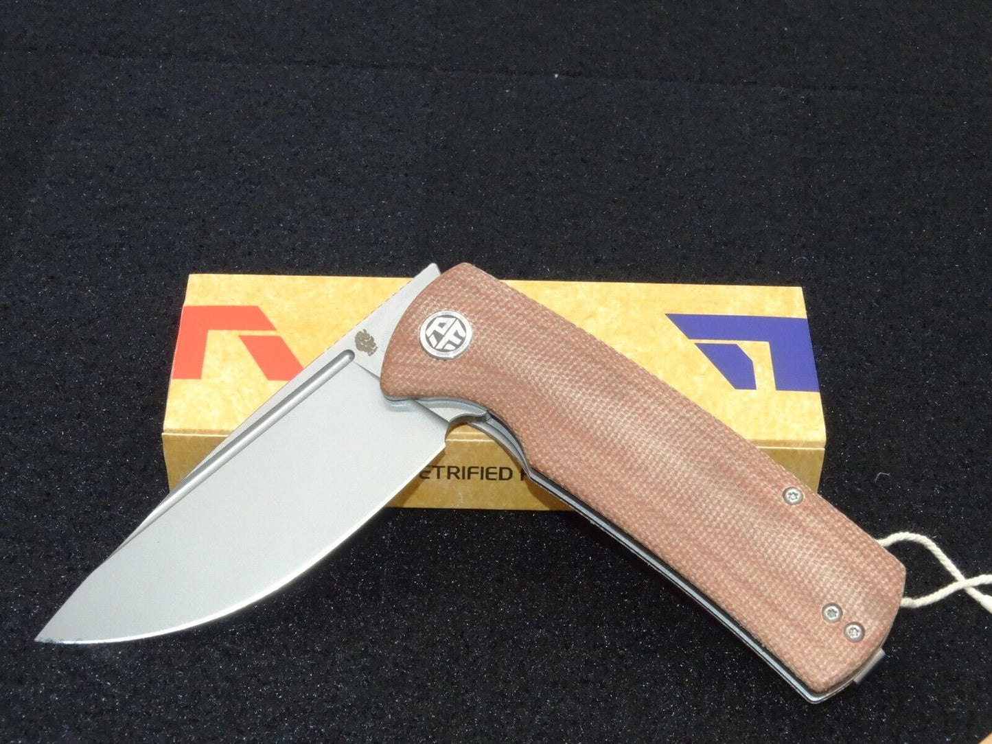 Petrified Fish Beluga PFP01 Folding Knife Brown Micarta Handle K110 Plain