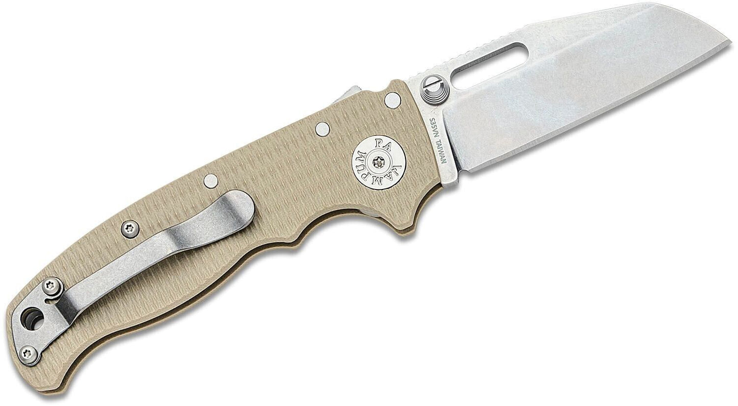 Andrew Demko NEW AD20.5 Shark Foot Shark Lock Knife TAN G10 Handle CPM-S35VN