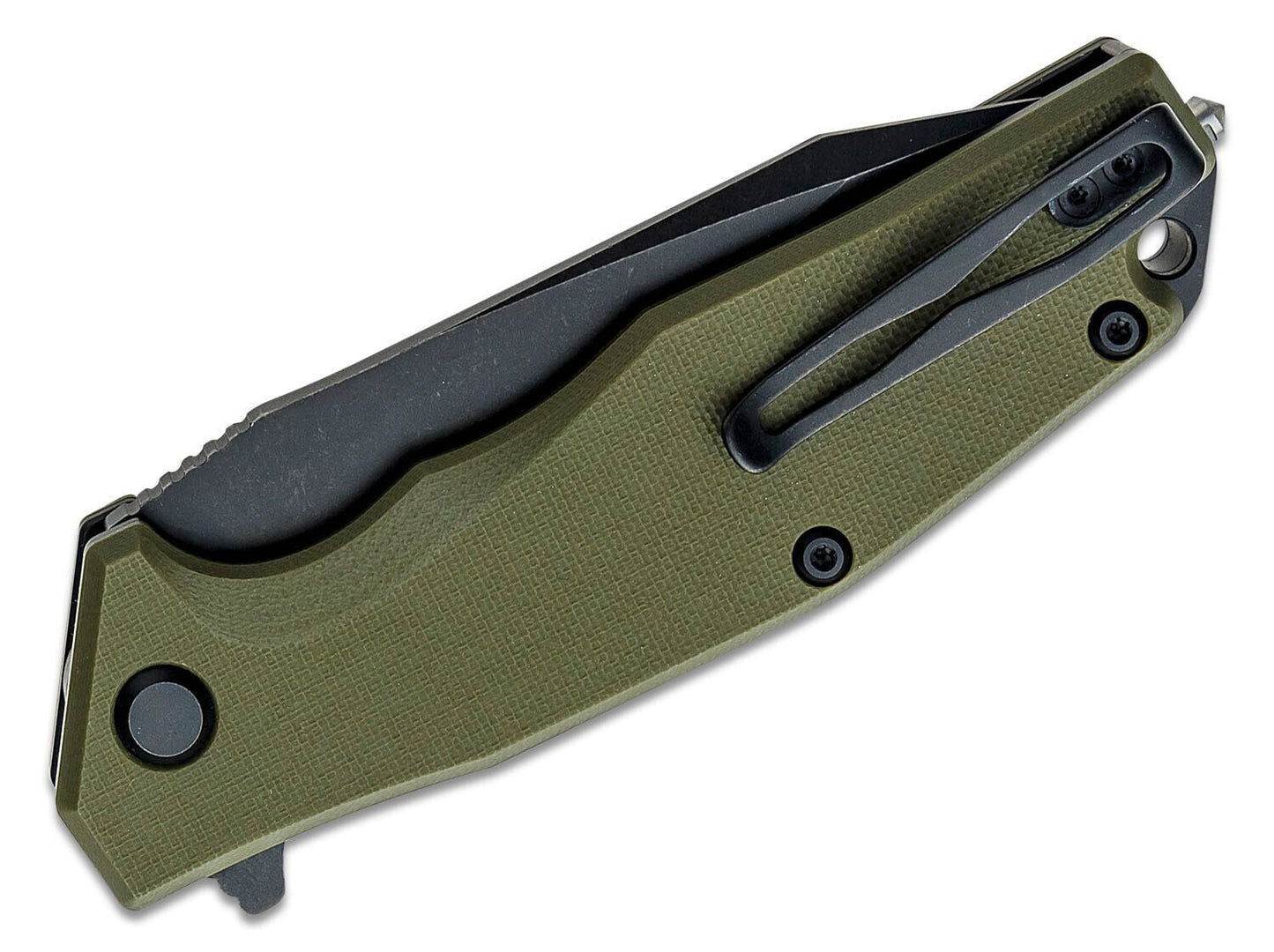 Steel Will Warbot Folding Knife 3.5" Part Serrated D2 Steel Blade Green Handle