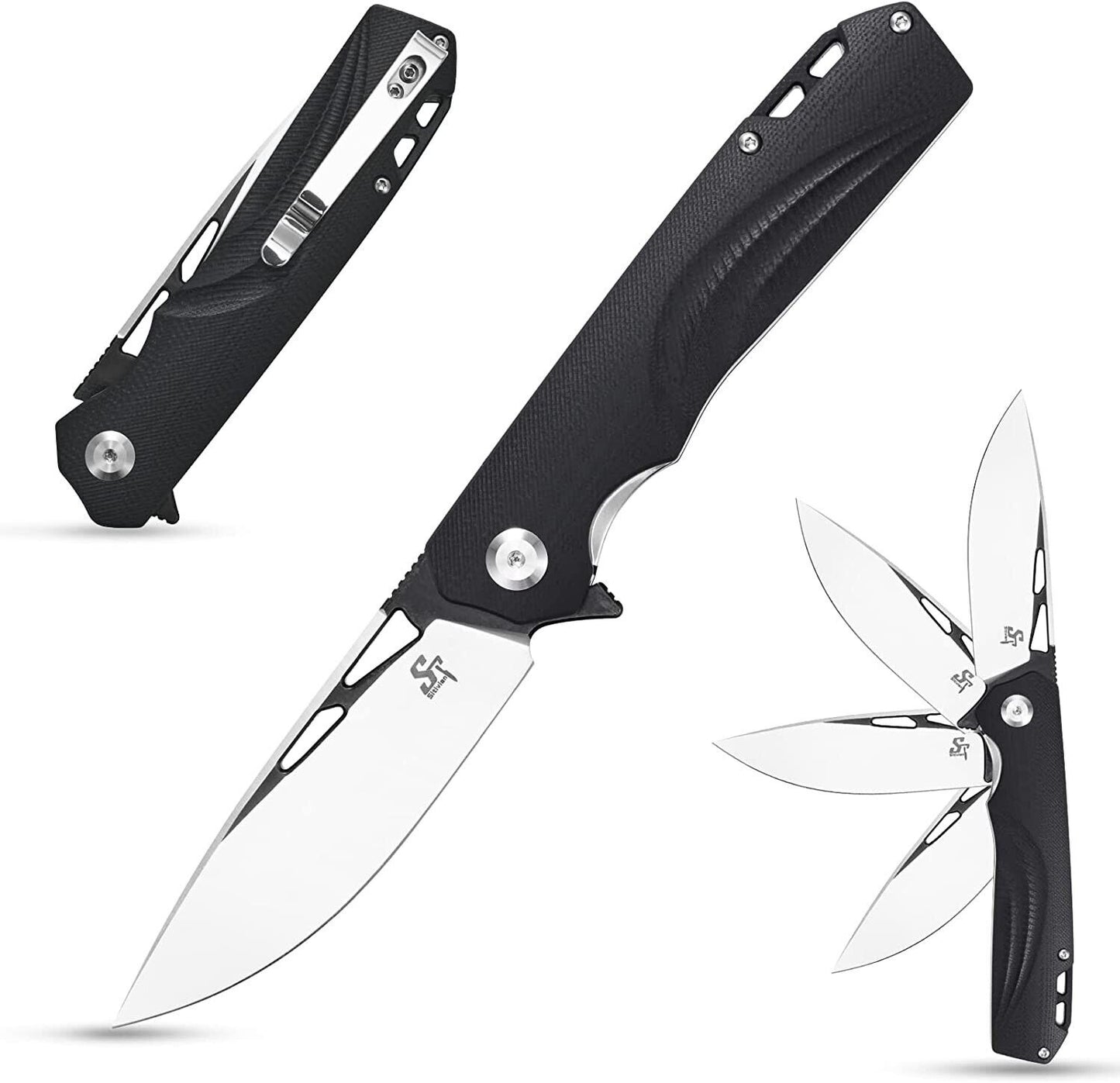 Sitivien ST141 Folding Knife,D2 Steel Blade G10 Handle Pocket Knife EDC Knife