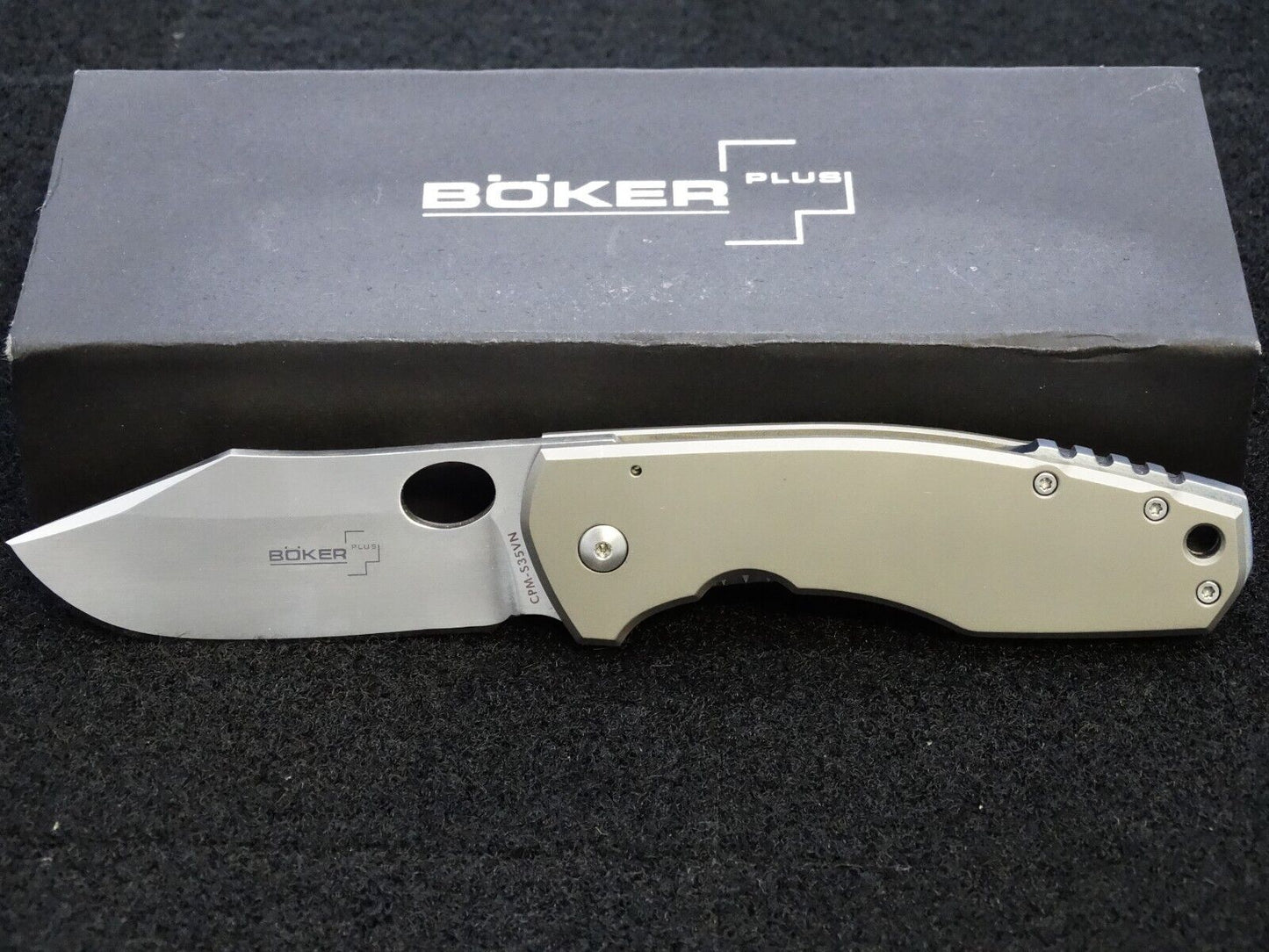 Boker Plus Vox F3 II Frame Lock Knife Titanium 3" Satin Designer Jesper Vox