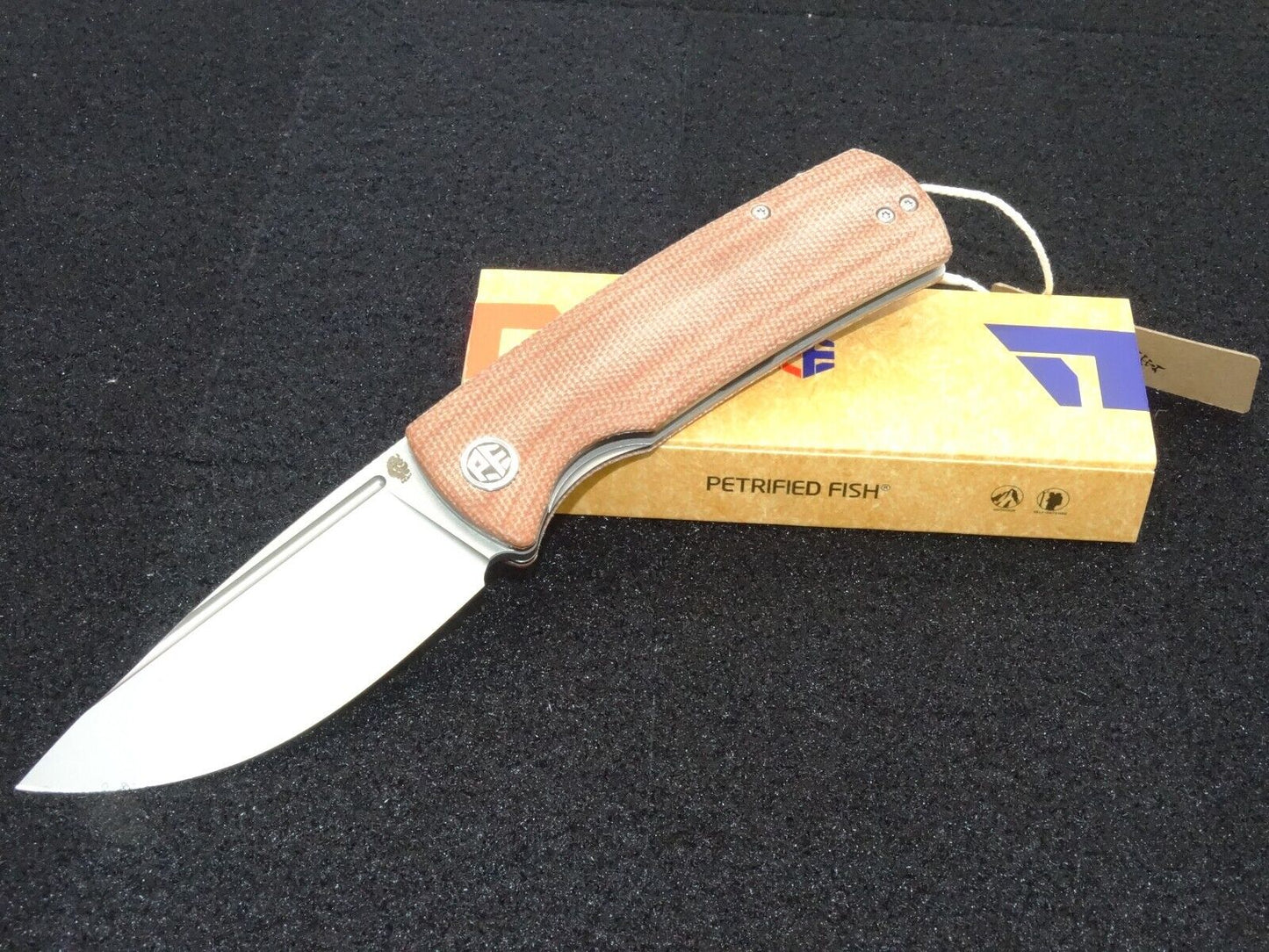 Petrified Fish Beluga PFP01 Folding Knife Brown Micarta Handle K110 Plain